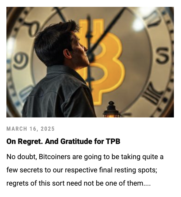 Article: On Regret. And Gratitude for TPB