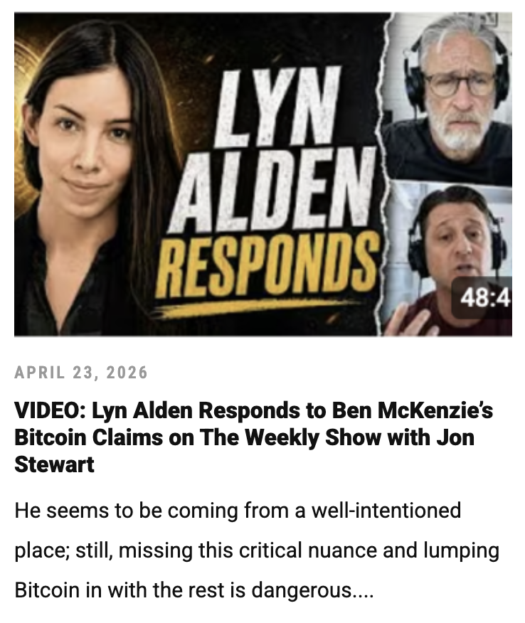 Article: VIDEO: Lyn Alden Responds to Ben McKenzie’s Bitcoin Claims on The Weekly Show with Jon Stewart